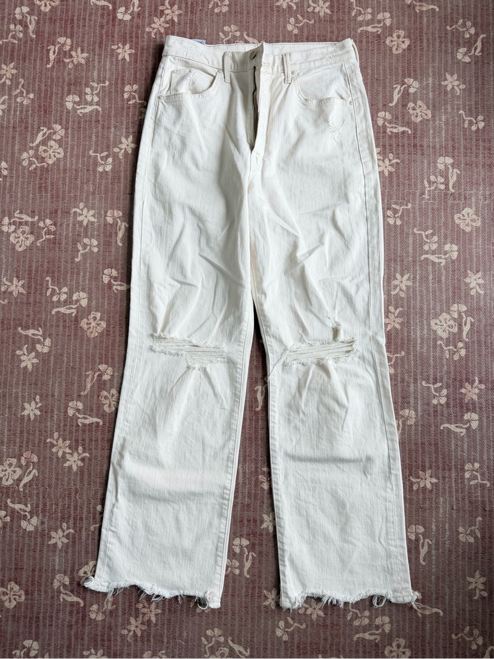 MOTHER Cream High-Rise Denim Jeans